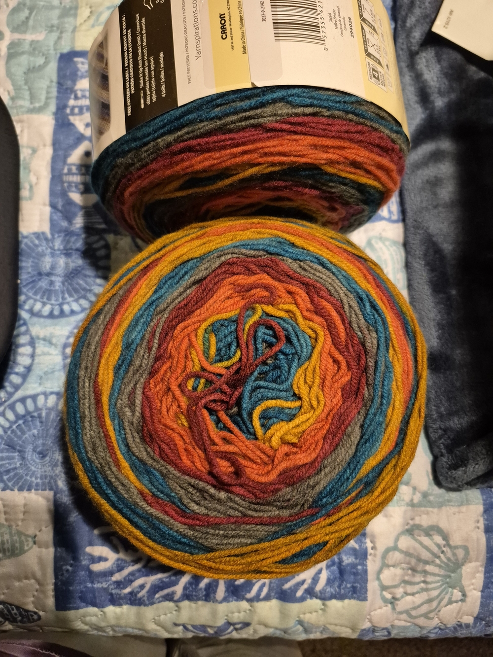2 Caron Big Cakes - Toffee Brickle - Teal, Mustard, Rust, Burgundy